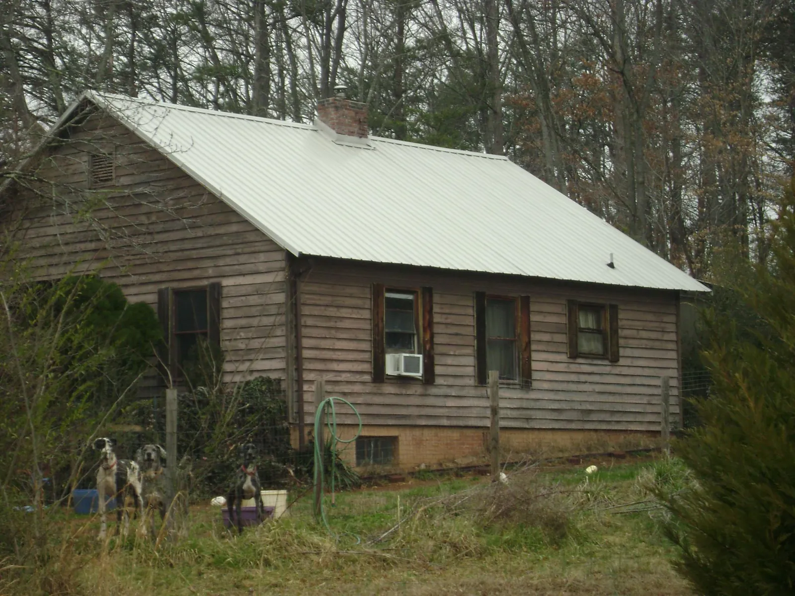 White metal roof on an old wood sided farmhouse, from a Metal Roof Installation job in Eustis